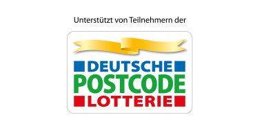 Logo Deutsche Postcode Lotterie Logo: Unterstützt von den Teilnehmern der Deutsche Postcode Lotterie